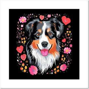 Australian Shepherd Valentine Day Posters and Art